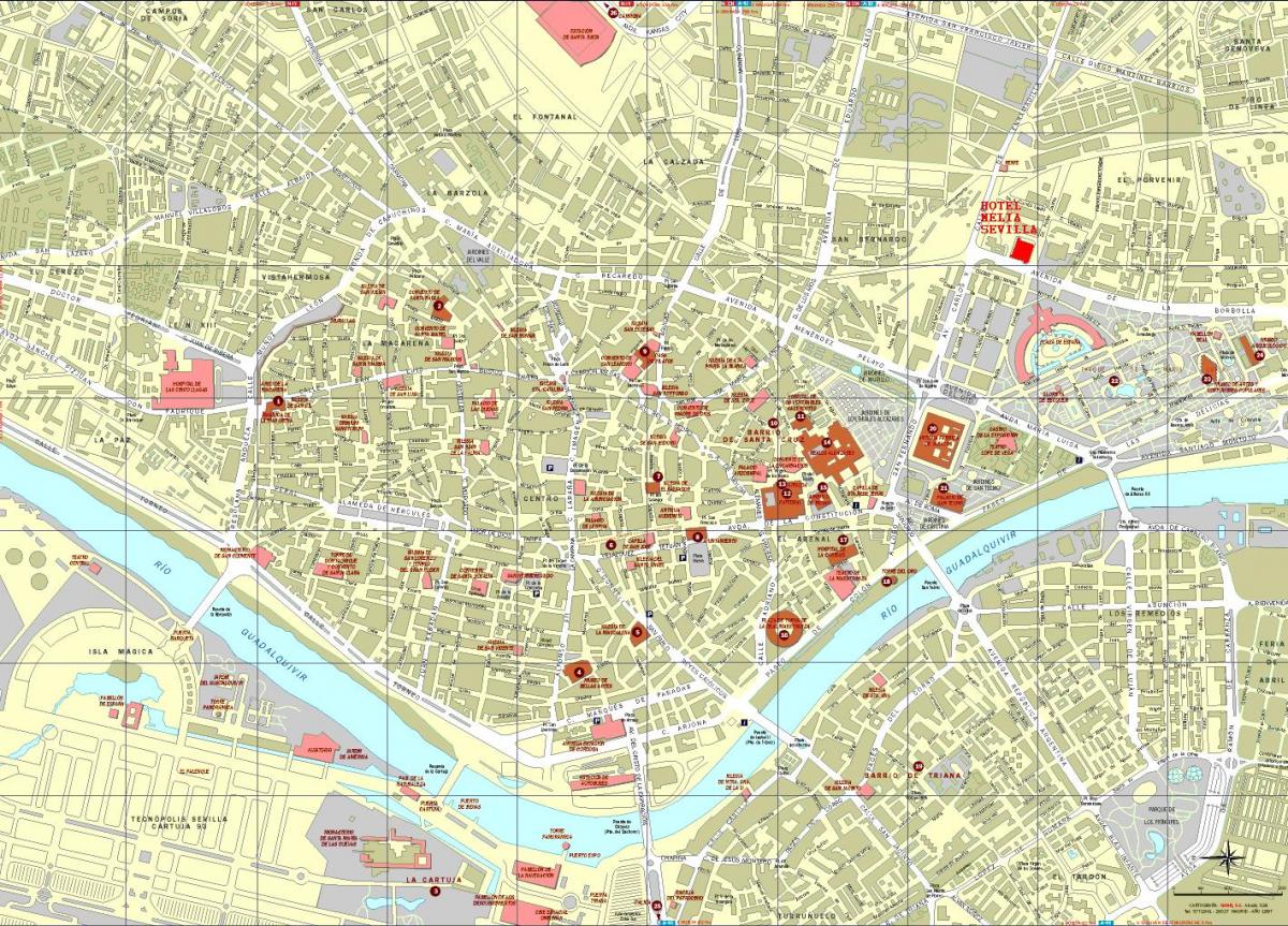 Sevilla harita ve çevresi