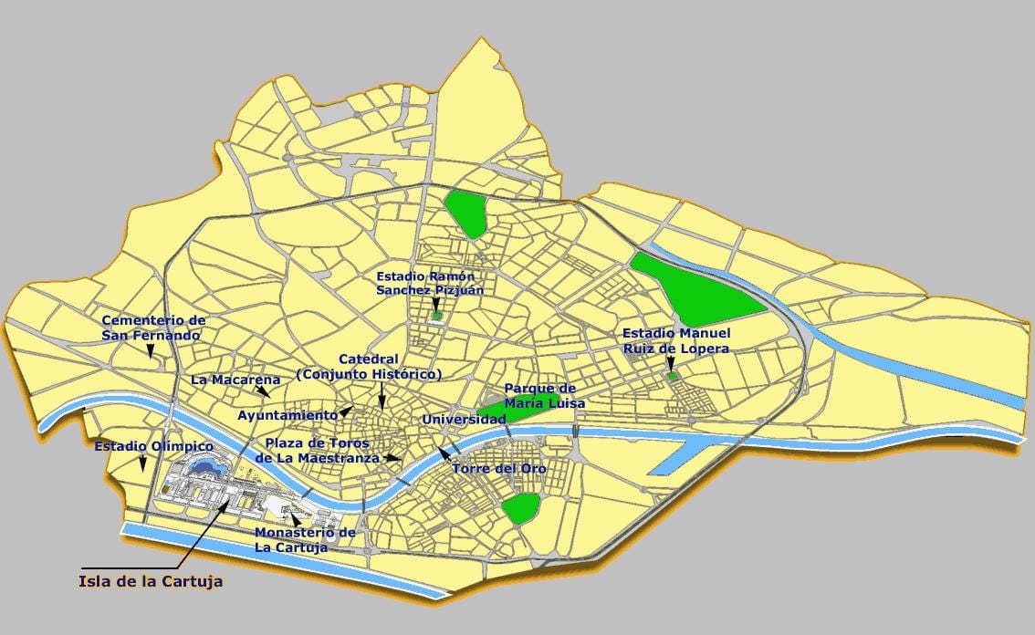 Sevilla İspanya turistik yerler haritası