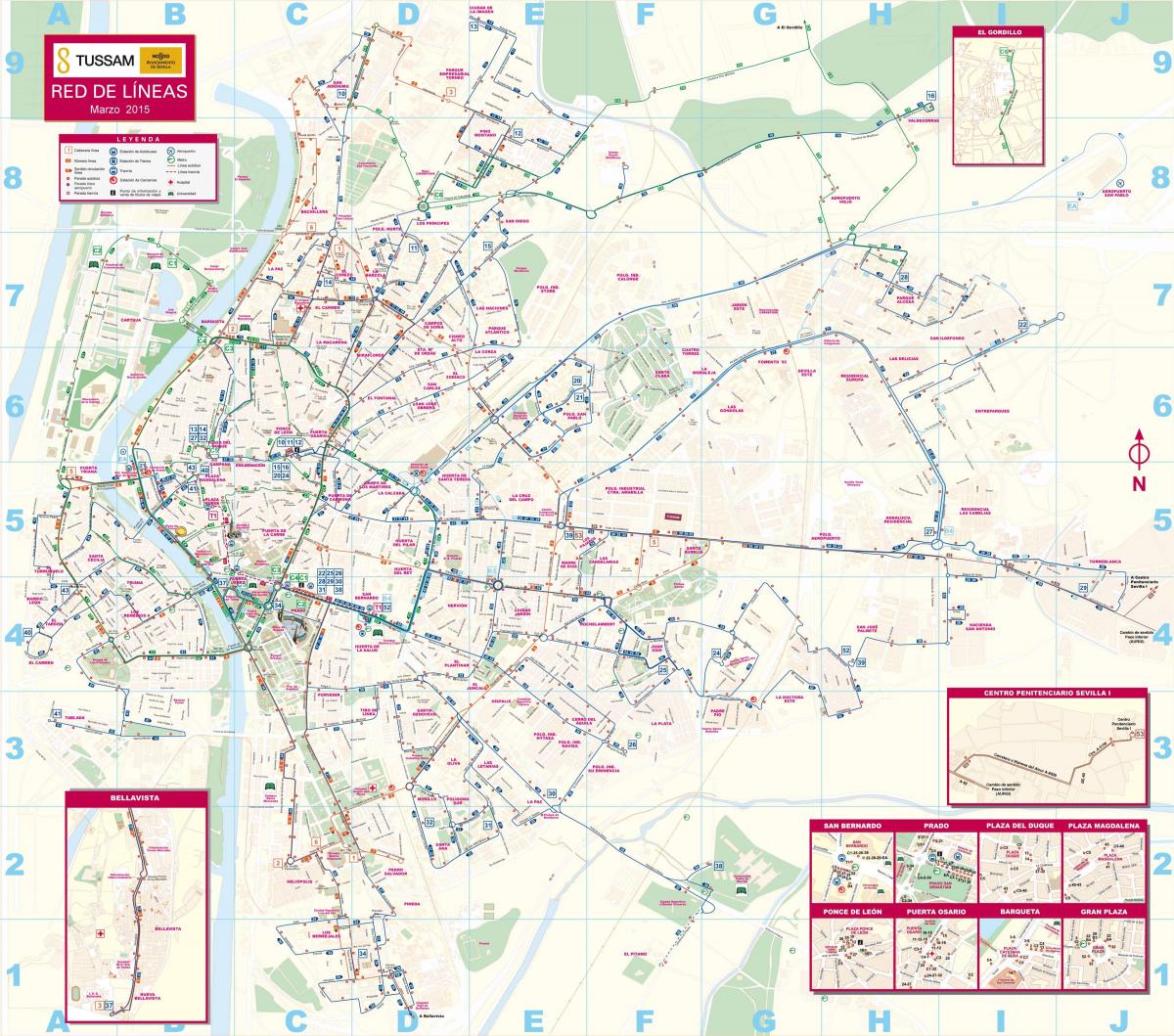 Sevilla toplu taşıma haritası