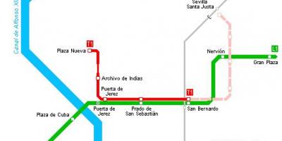 Sevilla tramvay haritası 